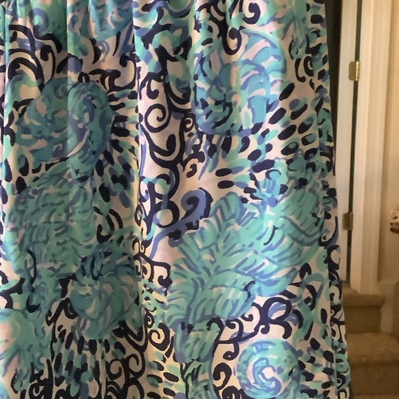 Lilly Pulitzer Light Aqua and Navy Mylee Tie front‎ short, 4 - Picture 7 of 8